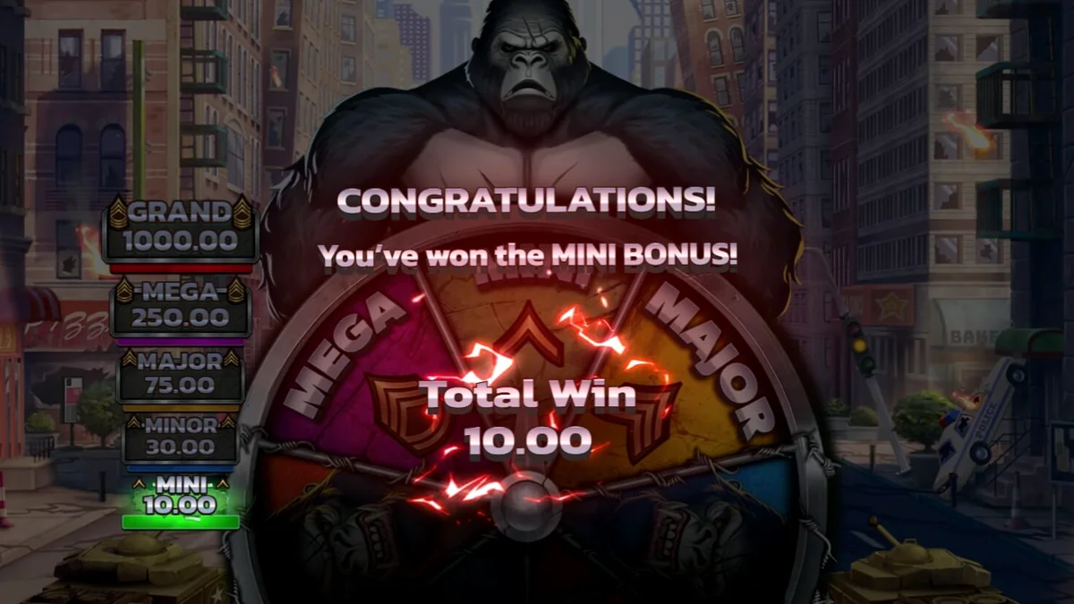 Tampilan layar permainan slot Primal Rampage dengan tema hutan dan kera raksasa