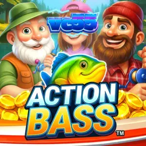 Tampilan layar permainan slot Action Bass dengan latar belakang bawah air yang cerah